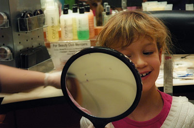 Seeing her ears for the first time