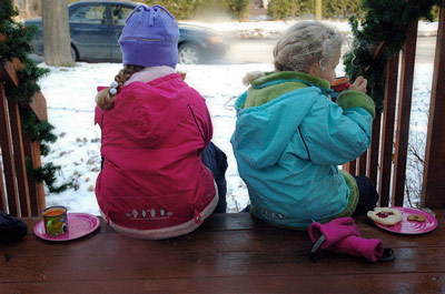 Lunch on the front steps Lunch on the front steps